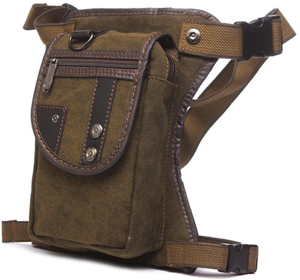 Xieben Canvas Drop Leg Bag for Men Women Motorcycle Bike Riding Cycling Multi-Purpose Thigh Waist Fanny Pack Travel Sports Fishing Hunting Hiking Camping Outdoors Coffee - Image 2