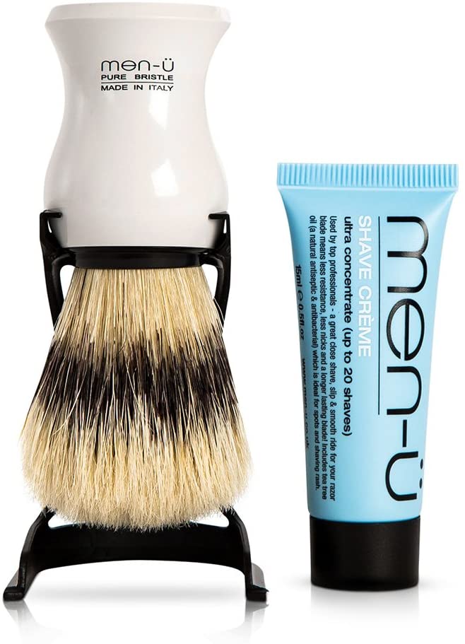 men-u BARBIERE PURE BRISTLE (WHITE) SHAVING BRUSH