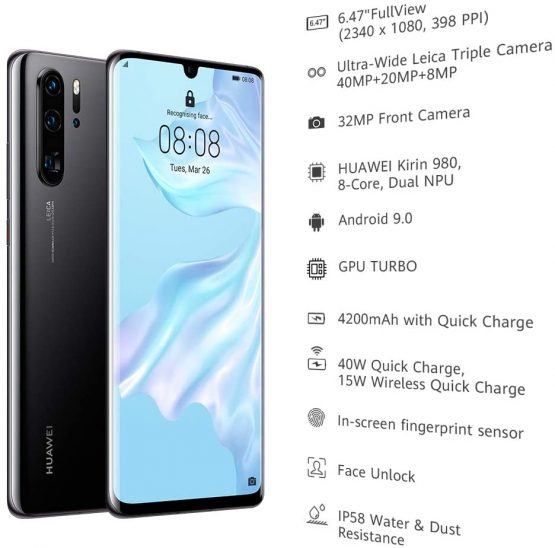 HUAWEI P30 Pro 128 GB 6.47 Inch OLED Display Smartphone with Leica Quad AI Camera, 8GB RAM, EMUI 9.1.0 Sim-Free Android Mobile Phone, Single SIM, Midnight Black, UK Version - Image 3