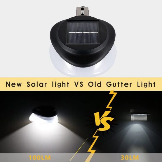 Solar Gutter Lights Outdoor,SMY Lighting Upgrade LED Solar Gutter Lights with Adjustable Bracket, IP55 Waterproof Solar Fence Lights for Patio Fence, Garden, Wall, Yard(4pcs, Pure White) - Image 2