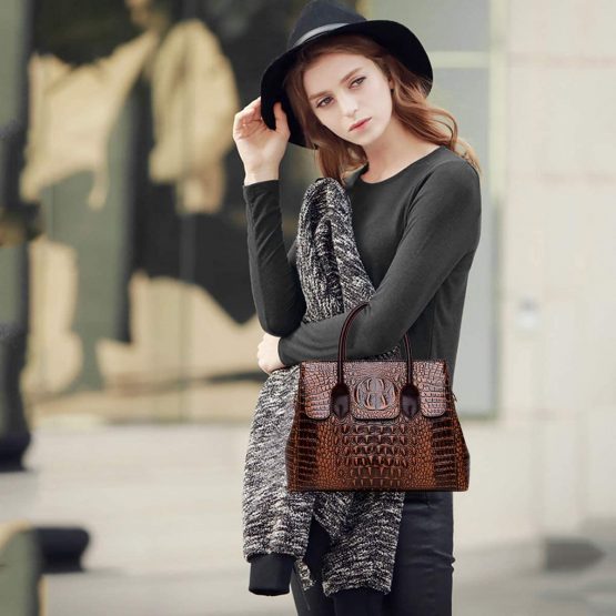 NICOLE & DORIS Woman Handbags bags for women Crocodile top handle bags luxurious leather fashion handbags PU leather - Image 2