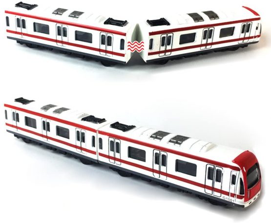 Train Model, 4pcs Car Set Alloy City Rail Subway Train Model ,1/64 Scale Alloy Subway/ Car Model, Red White - Image 2