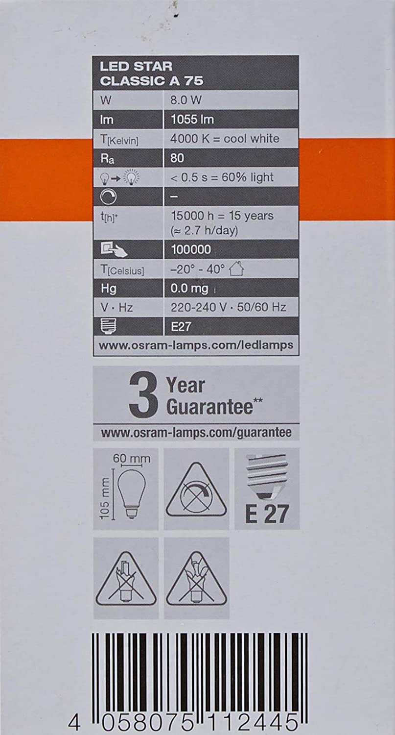 Standard Clear Filament LED Light Bulb 8W75 E27 Cold, Transparent - Image 4