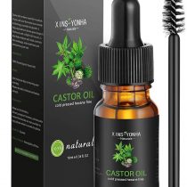 Castor Oil, Hair Growth Oil Pure Cold Pressed Castor Oil for Eyelashes Eyebrows Lash Nail, Hair Growth Serum Eyebrow Growth Serum Lash Oil with Eyelash Brush Skin Care Ricin Oil (1 PCS)