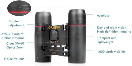DFlamepower Mini Binoculars 30x60 Compact Folding Telescope with Waterproof for Adults/Kids/Birdwatching/Travelling/Sightseeing/Hunting/Outdoor birding - Image 4