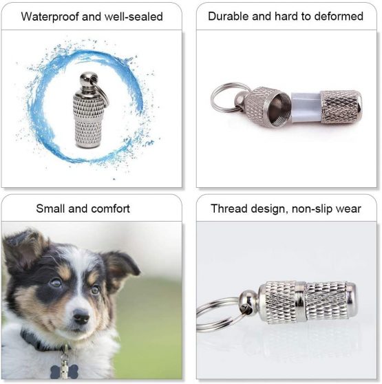 GOLRISEN 6 pack Pet ID Tags,Tag Barrel Tube with Address Name Label,Anti -Lost Dog Cat ID Tag for Collar Of Dog Cat Puppy - Image 3