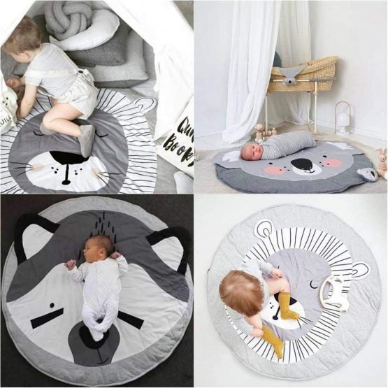 Baby Blanket Cotton, Queta Baby Play Gym Mat Playmat Activity Gym Floor Mat for Toddler Kids 90cm Soft Sleeping Mat (Lion) - Image 4