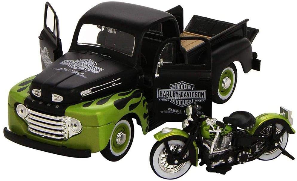 Maisto M32171 1:24 Scale Harley Davidson Set Including A Ford F-1 Pick-Up And Fl Panhead Bike Die-Cast Model - Image 2
