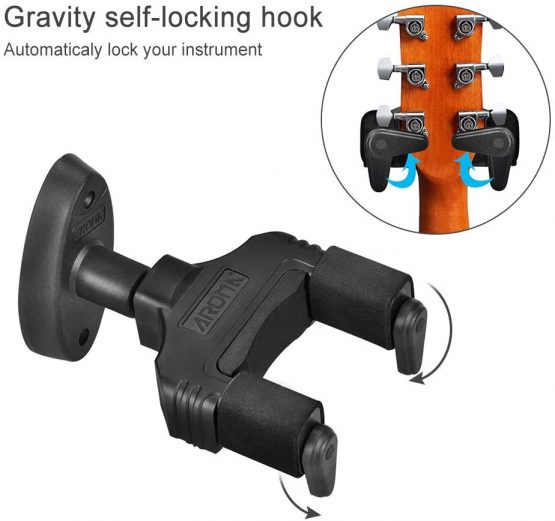 OTraki Guitar Wall Mount Bracket Auto Lock Guitar Wall Hook Hanger Stand Instrument Support for Electric Acoustic Guitar, Bass - Image 3