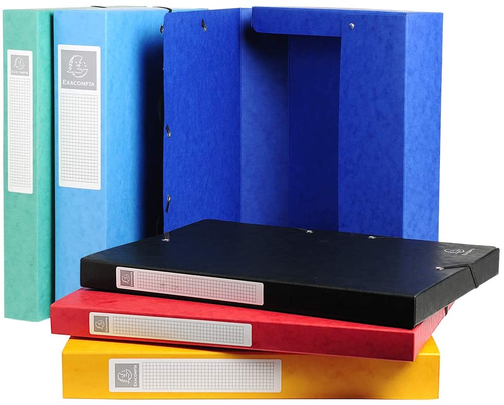 Exacompta, Ref 50300E, Elasticated Filing Archive Box, 270 x 340mm in Size, 25mm Spine, 600gsm Premium Pressboard - Image 4