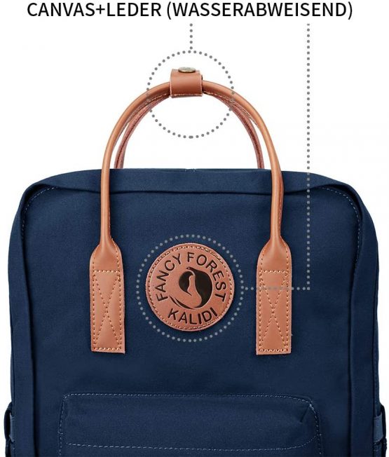 KALIDI Vintage Backpack Rucksack Casual Daypack School Bag for Men Women Boys and Girls fits 15 inch Laptop,Blue with Leather Handle - Image 2