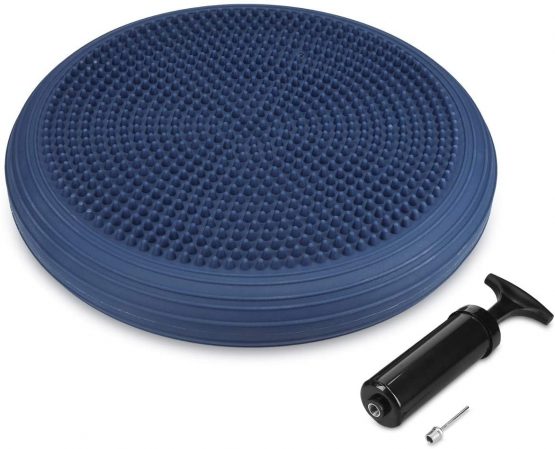 Navaris Air Stability Wobble Cushion - Air Inflated Exercise Fitness Balance Disc Wiggle Seat for Home, Office, Classroom - Includes Hand Pump