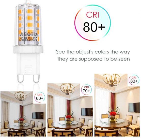 AGOTD 4W G9 LED Bulb, Warm White Not Dimmable, 28W 33W 40W Halogen Light Equiv, 2700K Flicker Free No Strobe LED Light Bulb, 360 Degree Angle, 400 Lumens, Pack of 5 - Image 4