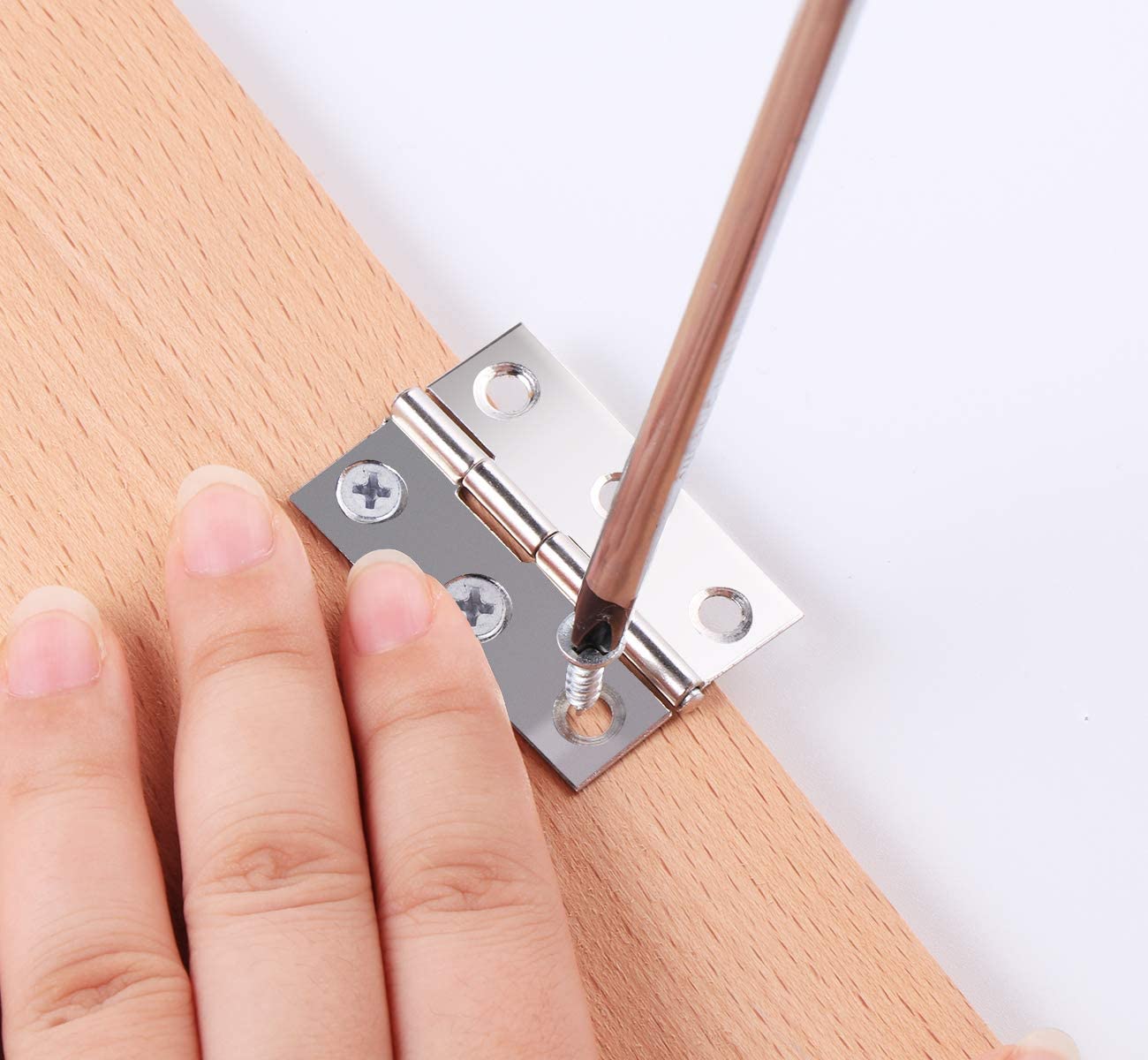 Anstore 1.73‘’ Butt Hinges 20pcs 44mm Folding Door Hinges Silver Stainless Steel Ball Bearing Hinges Thickened Internal Door Hinges with 120pcs Screws,for Home Door,Window,Storage Box Repair - Image 2