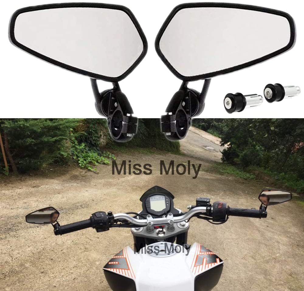 Motorcycle Bar End Side Mirrors 7/8" 22mm Aluminum Alloy Handlebar Rearview Mirrors for Scooter Cruiser Sport Bike(Black) - Image 2