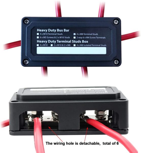 T Tocas 300A BusBar Box - Heavy-Duty Module Design Power Distribution Block with 4 x M8 Terminal Studs - Image 4