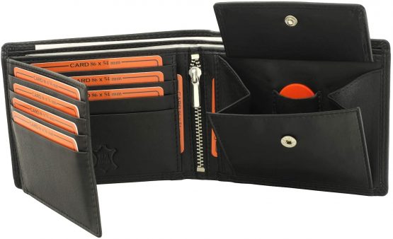 Faer® Men's Leather Wallet Brown/Black with RFID Protection Real Leather Wallet Used Look # VO19 (Black) - Image 2