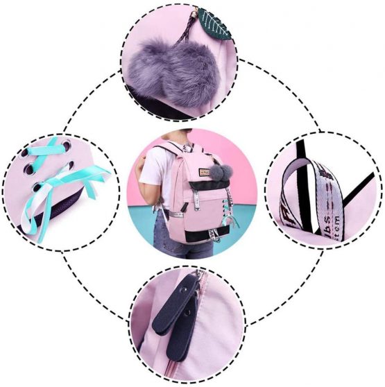Asge Girls Backpack School Bags for Girls Nylon Waterproof College Rucksack Fashion Casual Daypack Women Bookbag Boys Schoolbag Teenagers Durable Unisex Student Backpacks - Image 3