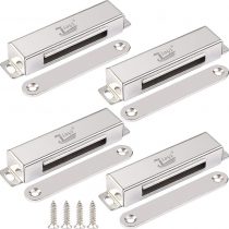 Magnetic Door Catches Jiayi 4 Pack Heavy Duty Wardrobe Magnets 28 KG Pull Chrome Cabinet Magnetic Door Catch Hardware Stainless Steel for Kitchen Cupboard Magnet Closure Closet Door Closer
