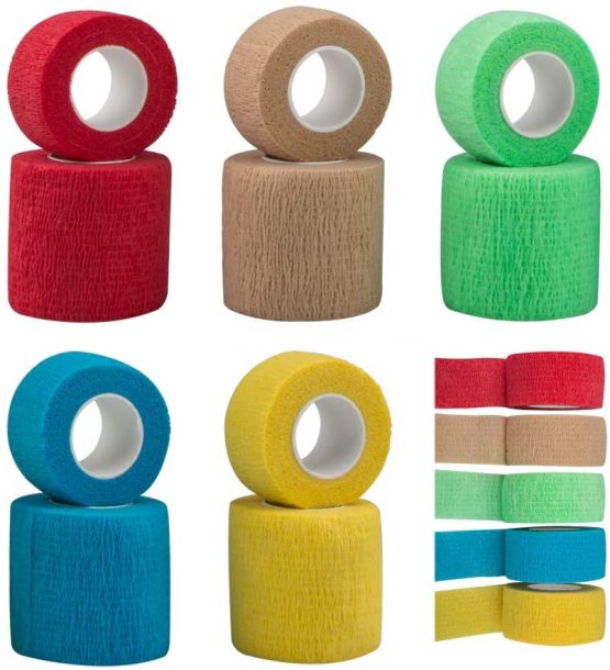 SourceTon 10 Pieces Self Adhering Bandage, Injury Wrap Tape for Dogs Cats, Supports Muscles and Joints, Does Not Stick to Hair, Elastic, Breathable, Relieves Stress