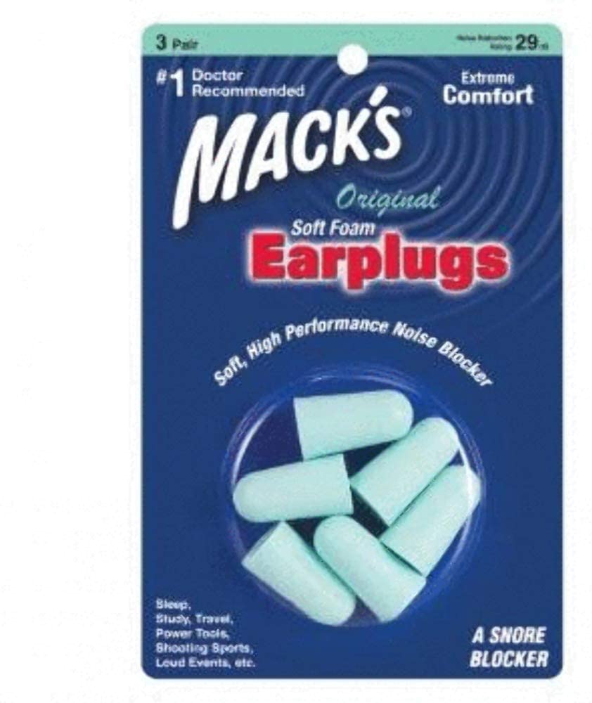 Mack's Original Soft Foam Earplugs - 3-Pair Blister Pack, Mint Green, 3 works