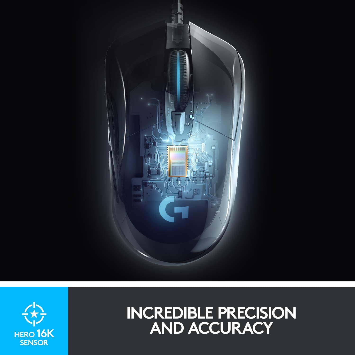Logitech G403 HERO gaming mouse with HERO 25K DPI sensor, LIGHTSYNC RGB, light weight of 87g and optional 10g weight, PC/Mac - black - Image 3