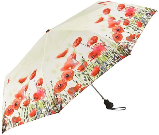 VON LILIENFELD® Folding Pocket Umbrella Automatic Lightweight auto Open Telescopic Motif Women Floral Flowers Poppies