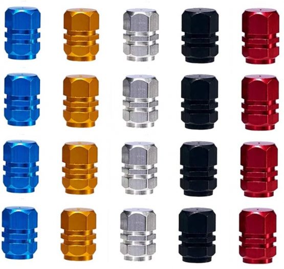 Valve Stem Caps,Tire Valve 20 Pack Aluminum Alloy Car Dustproof Caps for Motorbike Trucks Bike Bicycle Gold Silver Red Blue Black