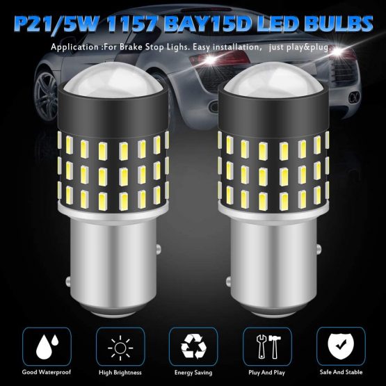 KATUR 1156 BA15S 7506 1073 1095 Led Light Bulb 3014 54 Chipsets 650 Lumens Replace for Turn Signal Back Up Reverse Brake Tail Stop Parking RV Lights,Xenon White(Pack of 2) - Image 2