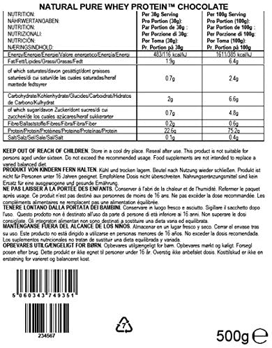 Bulk Natural Pure Whey Protein Concentrate, No Artificial Sweetners, Chocolate, 500 g, Packaging May Vary - Image 3