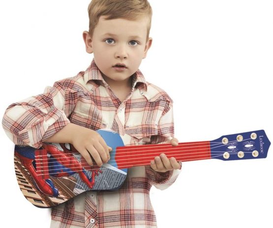 LEXIBOOK K200SP_01 Marvel Spider-Man Peter Parker My First Guitar, 6 Nylon Strings, 53 cm, Learning Guide Included, Blue/red - Image 4