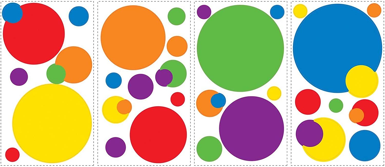 RoomMates Repositionable Childrens Wall Stickers Primary Dots, Primary Colors, (Pack of 1) - Image 2