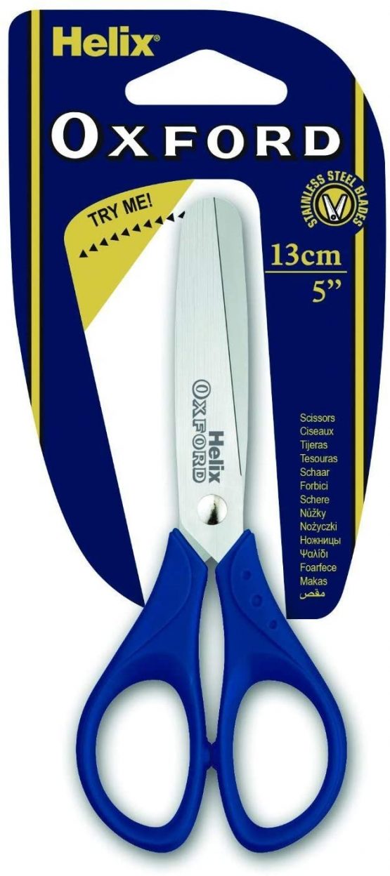 HELIX OXFORD Childrens Kids Scissors 13cm Round Ended Craft Scissors [Pack of 2 Pairs]