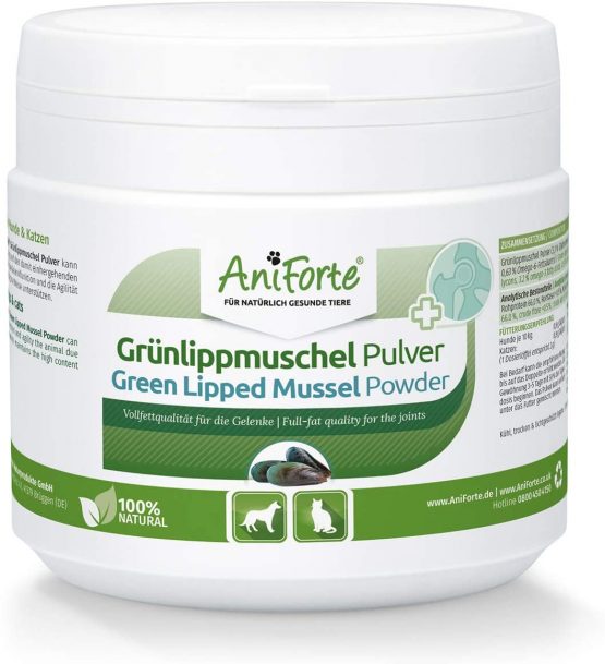 AniForte Green Lipped Mussel for Dogs and Cats 250g Powder - 100% Natural Joint Supplement with Glucosamine
