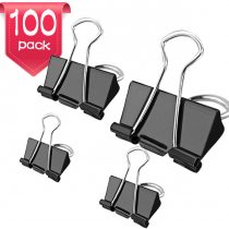 Bulldog Clips - 100 pcs Foldback Clips 4 Sizes Binder Clips Stationary Paper Clips 15mm 19mm 25mm 32mm