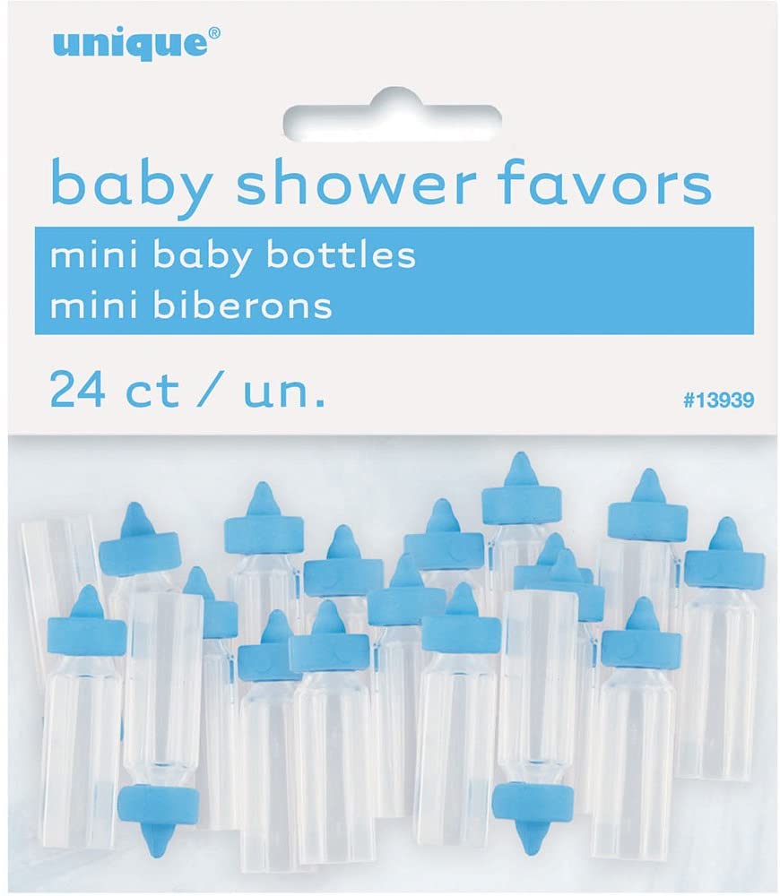 Adorable Blue Mini Baby Bottles - Pack of 24 - Novelty Party Accessories, Party Favors for Baby Shower & Gender Reveal Celebrations