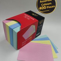 Eastlight A6 Ruled Record Card Assorted Colours Pack of 400 Brilliant for Revision Cards in Handy Storage Box