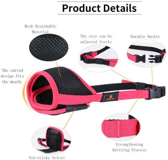Andiker Dog Mouth Cover Mesh Dog Muzzle with Adjustable Loop and Soft Pad Dog Training Muzzle Prevent for Barking, Biting and Chewing Dog Mouth Guard (black, S) - Image 3