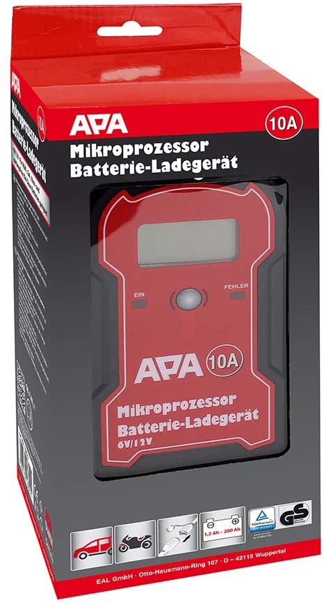 PA APA 16622 Microprocessor Car Battery Charger 6/12V 10A, black/red - Image 4