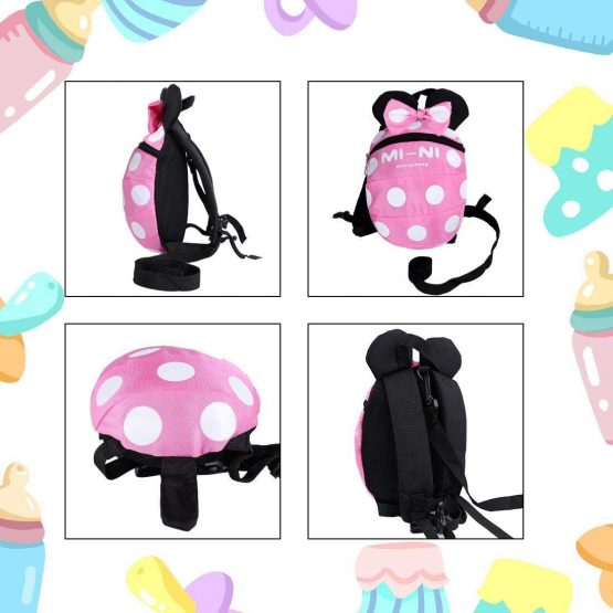 Baby Toddler Safety Harness Backpack Child Kids Cute Cartoon Strap Shoulder Backpack Bag with Reins Leash Rucksack Harness Walkers Tether Belt,for 1-5 Years Old Toddler. (Pink S-for 1-5 Years Old) - Image 2