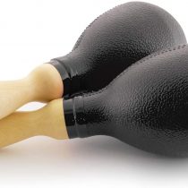 Tiger Pair of Full Size Maracas with Wooden Handles - Black