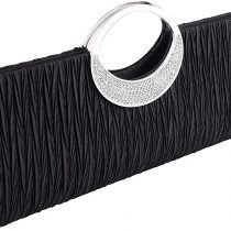 Tskybag Womens Tote Bag Ladies Crystal Diamante Clutch Purse Bridal Wedding Evening Party Handbag Black White Silver Wallet