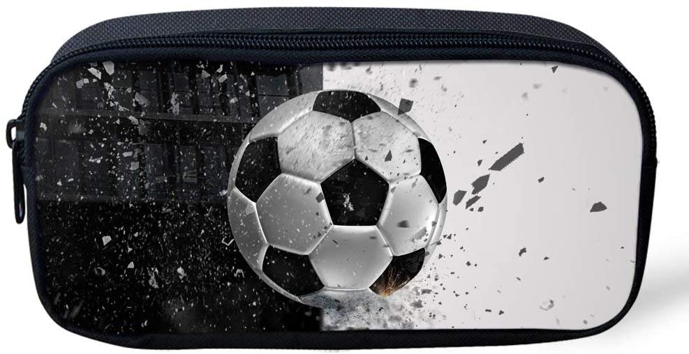 Showudesigns Cool Soccer Pencil Bag for Grade Student Kids Simple Pen Case Box School Supplies Stationery