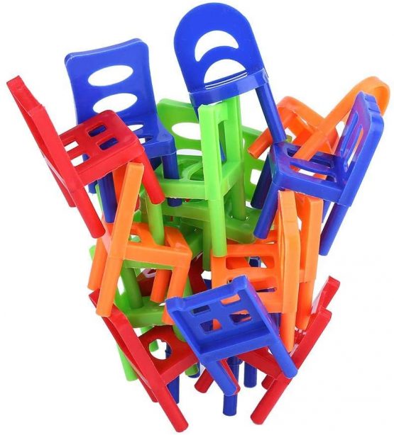 18PCS Balancing Toys Plastic Chairs Multicolor Mini Stacking Intelligence Multiplayer Balance Game Children Play Game Learning Toys Playset for Unisex Kids Boy Girl Adults