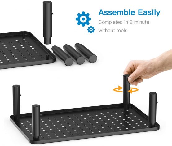 HUANUO Monitor Stand Riser - 3 Height Adjustable Monitor Stand Ergonomic Metal Monitor Riser Stand with Mesh Platform for Laptop, Computer, PC, Printer up to 20KG - Image 3