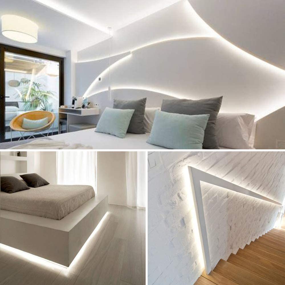 MH 5M Dimmable LED Strip Lights Kits, 12V Tape Light, 300 2835 LED, 16.4ft 6000K Daylight White Ribbon with Power Adapter - Image 4