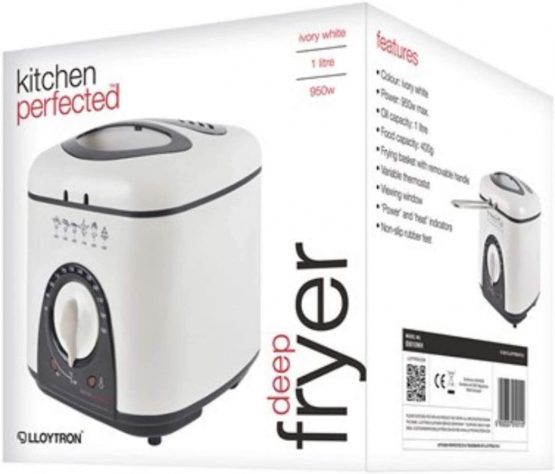KitchenPerfected 1.0Ltr Compact Deep Fryer / Non-Stick / Thermostat Control / Frying Basket With Removable Handle / Non-Slip Feet / Detachable Lid / Viewing Window - Ivory White - E6010WI - Image 3