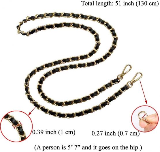 BEAULEGAN Purse Leather Chain Strap Replacement for Handbag Crossbody or Shoulder Bags, 130 cm Long (Black Gunmetal) - Image 2