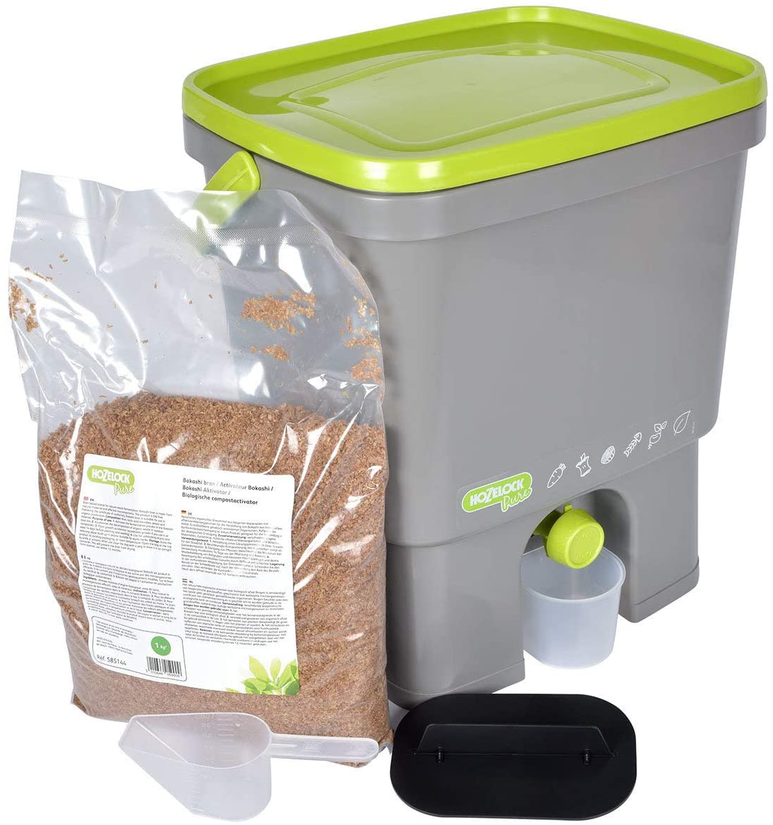 HOZELOCK, Kitchen Composter Bokashi 10L : Kitchen Composter with Fermentation Activator (1 Kg), Airtight and Odorless