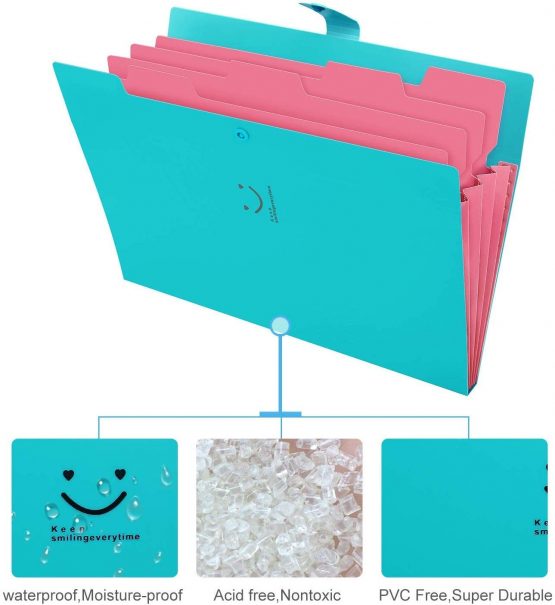 5 Pack Expanding File Folders Accordion Document Organizer, Letter A4 Paper Placstic File Folder 5 Pocket Expandable File Jackets for School Office Home - Image 3